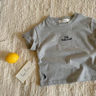 Lime Children's Short-sleeved 25 Summer Japanese Style Trendy Brand Red Embroidered Letter Baby Base Shirt Children's T-shirt