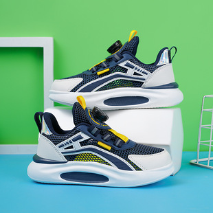 Boys Shoes Summer 2025 New Student Mesh Breathable Boys Rotating Buckle Running Shoes Non-slip Children's sneaker