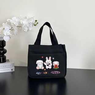 2024 New Cartoon Japanese Style Cute Canvas Bag for Women Baoma Going Out Hand Bag Bento Office Handbag for Women