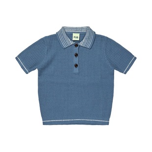 in stock ins style SS25 Denmark FUB spring and summer baby boys and girls children's clothing children's striped knitted Polo short sleeve T-shirt