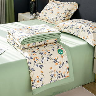 Class A Washed Cotton and Linen Double-layer Yarn Summer Cool Quilt Air-conditioning Quilt Four-piece Student Gift Summer Quilt Skin-friendly Baby Quilt