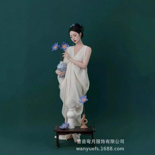 Photo Studio New Pregnant Women Photography Clothing Simple National Style Aesthetic dress Pregnant Mommy Fairy Chinese Style Portrait Clothing