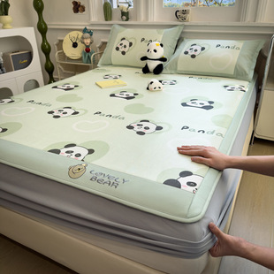 Summer Class A Ice Silk Rattan Mat Three-piece Set Ins Foldable Washable Bed Hat Single Dormitory Air Conditioning Soft Mat