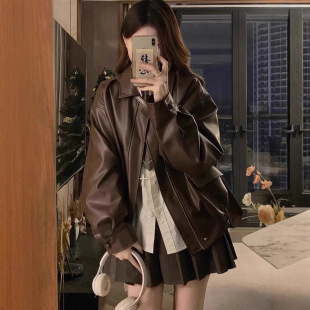 Xiaoxiang style leather jacket short coat ladies new autumn and winter American PU leather jacket spring and autumn jacket wholesale