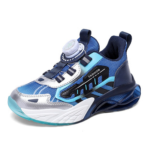 2024 New Summer Children's Sports Shoes Boys Breathable Lightweight Rotating Button Single Mesh Boys Casual Running Shoes