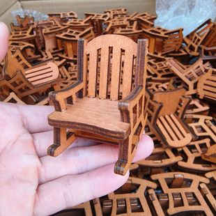 Деревянные кресла-качалки украшения DIY ручной работы слепые штучные штучные аксессуары миниатюрная лягушка кресло-качалка деревянные поделки маленькие украшения