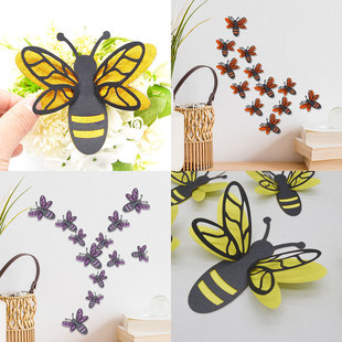 HB031 Three-dimensional Pearl Paper Double-layer Bee Wedding Party Holiday Home Decoration DIY Hollow Butterfly Wall Sticker