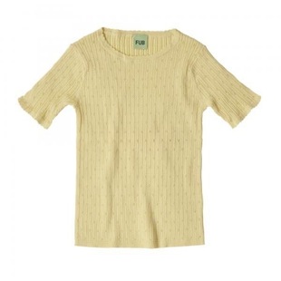 Ins Style Ss24 Danish Fub Spring and Summer Men's and Women's Children's Clothing Knitted Cut Out Lace Jacquard Short-Sleeved T-Shirt