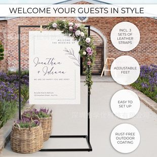 Cross-border New Wedding Welcome Sign Rack Metal Iron Festival Party Arch Welcome Sign Bracket