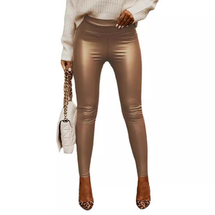 Amazon Cross-border European and American Women's Fashion Faux Leather Tight Stretch Tricolor Four-size in stock Pants