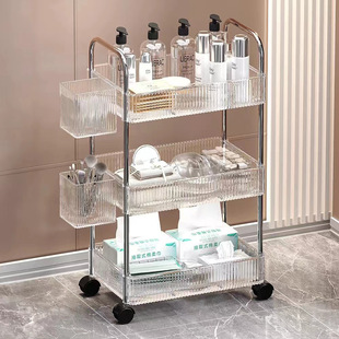 Beauty Cart Trolley Barber Shop Hot Dyeing Tool Cabinet Eyelashes Nail Art Work Rack Light Luxury Acrylic Storage Rack