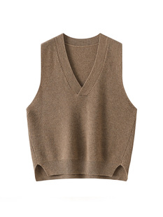 Autumn and Winter 2024 New Cashmere Pullover Knitted Vest Women's Outer Wear regular Version V-Neck Sweater Wearcase