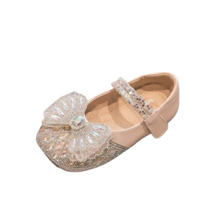 Girls' Shoes Kidsren's Princess Small Leather Shoes Dance Performance Shoes 2024 Spring & Fall New Baby Crystal Shiny Rhinestones