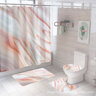 Amazon cross-border explosions marble series digital printing polyester waterproof mildew-proof shower curtain set manufacturers