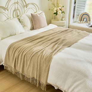 Nordic Style Retro Knitted Blanket Homestay Bed End Decorative Blanket Bed with Light Luxury Nap Blanket Shawl Blanket Sofa Hongna
