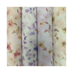 Spring and Summer Pearl Chiffon Printed Rose Printed Cloth Spring and Summer Women's Shirt dress Large Swing Skirt Fabric