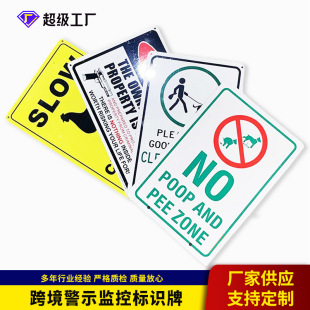 24hour safety metal aluminum plate custom monitoring warning sign cross border warning safety PVC fire protection sign