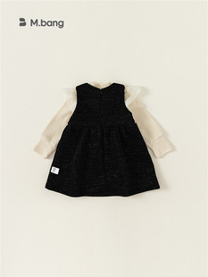 Bong Selected Girls' Knitted Base dress Two-piece Set Spring and Autumn Girls' Elegant Lady Skirt Dirty Gold Style Skirt
