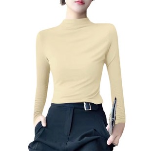 Half-high Collar Modal Base Shirt Women's Spring and Autumn Slim-fit Stylike Long-sleeved T-shirt 2024 New All-match Top