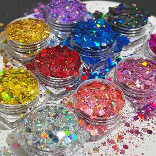 Laser Sequins Flash Colorful Hexagon Flash Handmade DIY Glue Dropping Material Hemp Toy Accessories Nail Art Jewelry