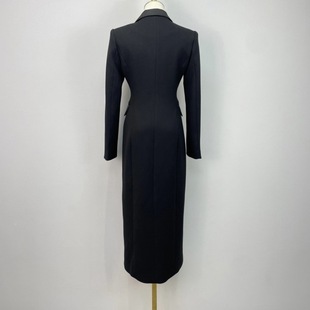 British black high-end autumn new classic temperament waist long suit coat coat dress women