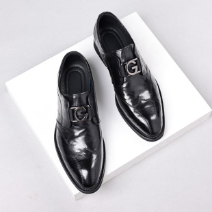 New leather shoes men's casual business leather wedding shoes commuter work live broadcast men's shoes formal wear Korean style fashion shoes
