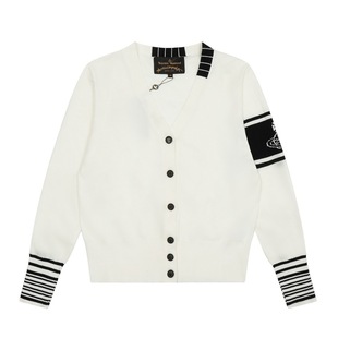 24ss осенне-зимний новый вязаный кардиган vivienne Xishijia Vivian Saturn с буквами контрастного цвета