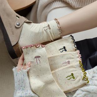 Black and White Striped Cartoon Puppy Socks Women's Socks Summer Thin Mid-Socks Japanese Style Ins Trendy Student Sports Socks