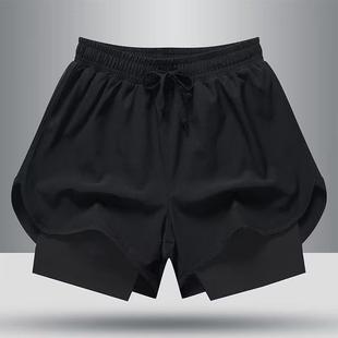 American Fitness Sports Shorts Men's Running Pants Lined with Fake Two-Piece Training Anti-Exposure Three-Point Basketball Casual Shorts