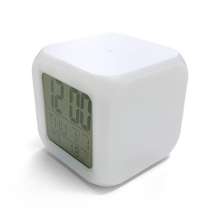 Cross-Border Hot-Selling Empty Version Colorful Alarm Clock Color-Changing Luminous Digital Clock Bedside Led Night Light Time Date Temperature