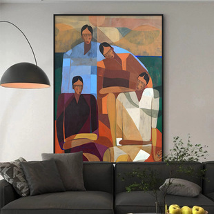 Quiet Picasso Middle Art Decorative Painting Abstract Characters Niche Hallway Hanging Painting Living Room Sofa Mural