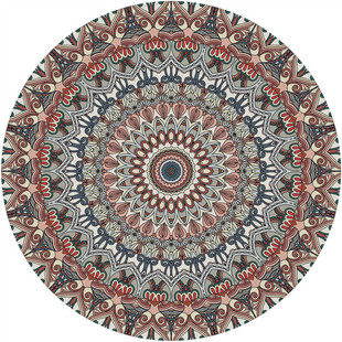 Round Persian Retro Ethnic Style Carpet American Retro Bedroom Bedside Blanket Dirt-resistant Non-slip Easy-care Floor Mat