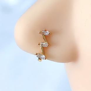 Cross-border Accessories Zircon Sun Letter Geometric Copper Nose Ring Nose Nail Female Ins Style High-grade Jewelry
