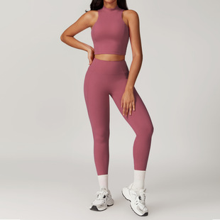 Cross-border quick-drying tight-fitting back yoga suit Joker outer wear leisure fitness running sports skirt suit 8796