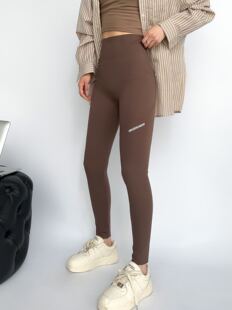 Autumn and Winter new fleece-lined thick shark pants letter pocket Barbie pants slim slimming high waist high stretch yoga pants