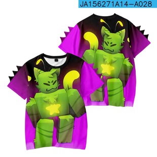 3D New Game Green Cat Regretevator Gnarpy Short Sleeve Kids Dinosaur T-Shirt Breathable Summer