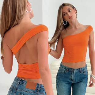 Savadica Q24TP644 American Style Hot Girl Style Sleeveless Solid Color Slim Fit Navel Exhipired Waist Sexy Wear Vest