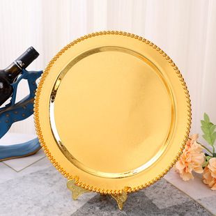 European-style round large golden fruit plate household dining table cake plate light luxury high-end creative dried fruit snack plate