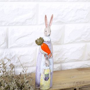 Vintage old imitation wood carving resin ornaments home gifts crafts creative lovers rabbit ornaments new E20