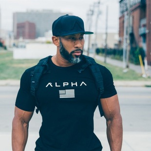 Muscle Fitness Brothers Stars and Stripes Fitness Sports Short Sleeve Classic Running Fitness Cotton Sweat Absorbing T-shirt Wholesale
