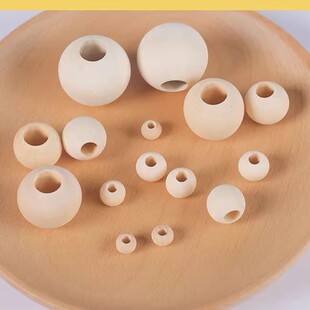 Manufacturer's Ready Stock 10-30mm Large Hole Wooden Beads Solid Wood Color Lotus Wood Loose Beads Tassel Accessories DIY Jewelry Accessories