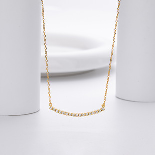 Cross-border Explosions s925 Silver Simple All-match Temperament Rai Diamond Smile Zircon Necklace Full Diamond Radius Smiley Female Collarbone