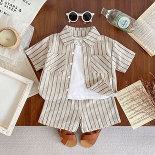 Children's Suit Baby Trendy Clothes Spring Two-Piece Summer Pure Cotton Casual Style Kidsren's Clothing Category a New Style Handsome