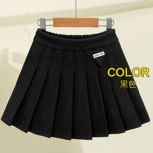 Large New College Style Skirt 2024 Uniform Middle Woolen Children's Spring and Autumn Short Skirt Autumn and Winter Girls Pleated Skirt