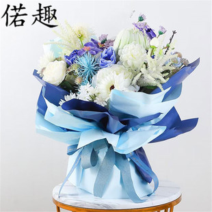 Ruoqu Elegant Solid Color Paper Monochrome Ouya Paper Bouquet Flower Art Waterproof Paper Flower Packaging Material Wrapping Flower Paper Flower Shop