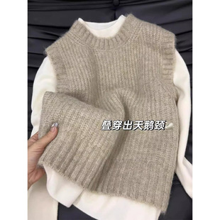 2025 New Style Small Knitted Sweater Vest Women's Spring and Autumn High-end Inner Stacked Base Shirt Top
