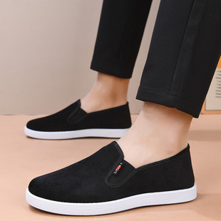 Spring 2025 New Old Beijing Cloth Shoes Men's Shoes Coil Velvet Casual Shoes Men's Black Work Shoes Breathable Dad Shoes