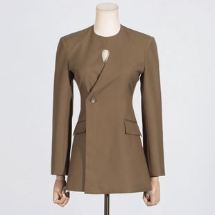 Fashion Elegant Suit Jacket Women's 2024 Autumn New Arrival Fashion All-Match Round Neck Hollow High-Level Long-Sleeved Suit