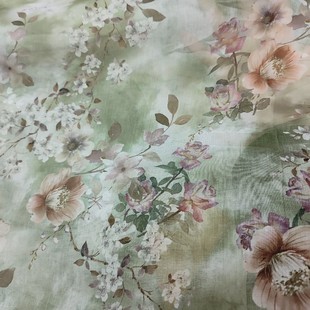 Stretch Satin Chiffon Printed Fabric Polyester Four-sided Elastic in stock Printed Fabric