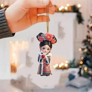 2D car rearview mirror pendant Chinese opera character acrylic keychain small gift car pendant keychain
